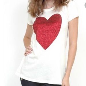 Wildfox || Red Glitter Heart Tee Shirt
